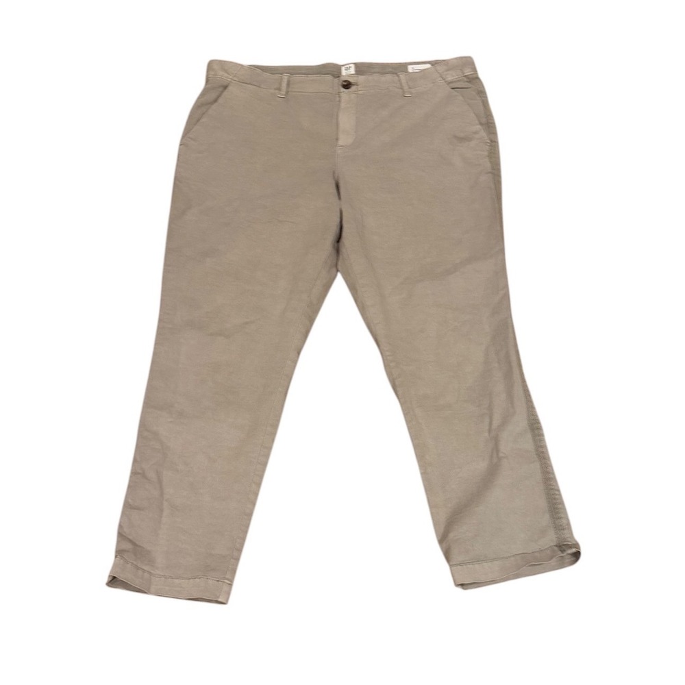 Gap Girlfriend Chinos Khaki Tan Cotton Blend Pants Womens 16 Regular Tapered Leg
